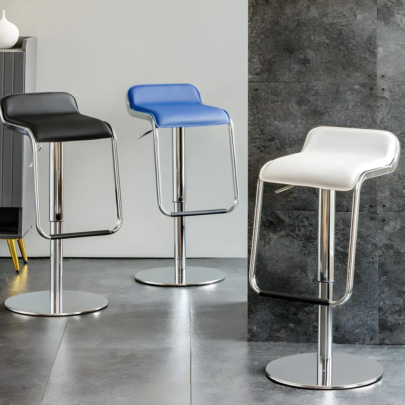 Contemporary Metal Adjustable Swivel Bar Stools for Dining Room Image - 2