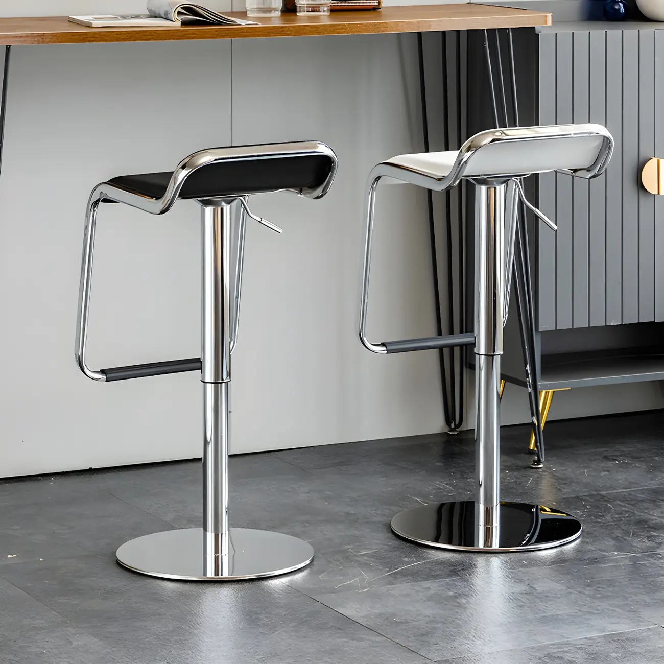 Contemporary Metal Adjustable Swivel Bar Stools for Dining Room Image - 6 | homeyfad