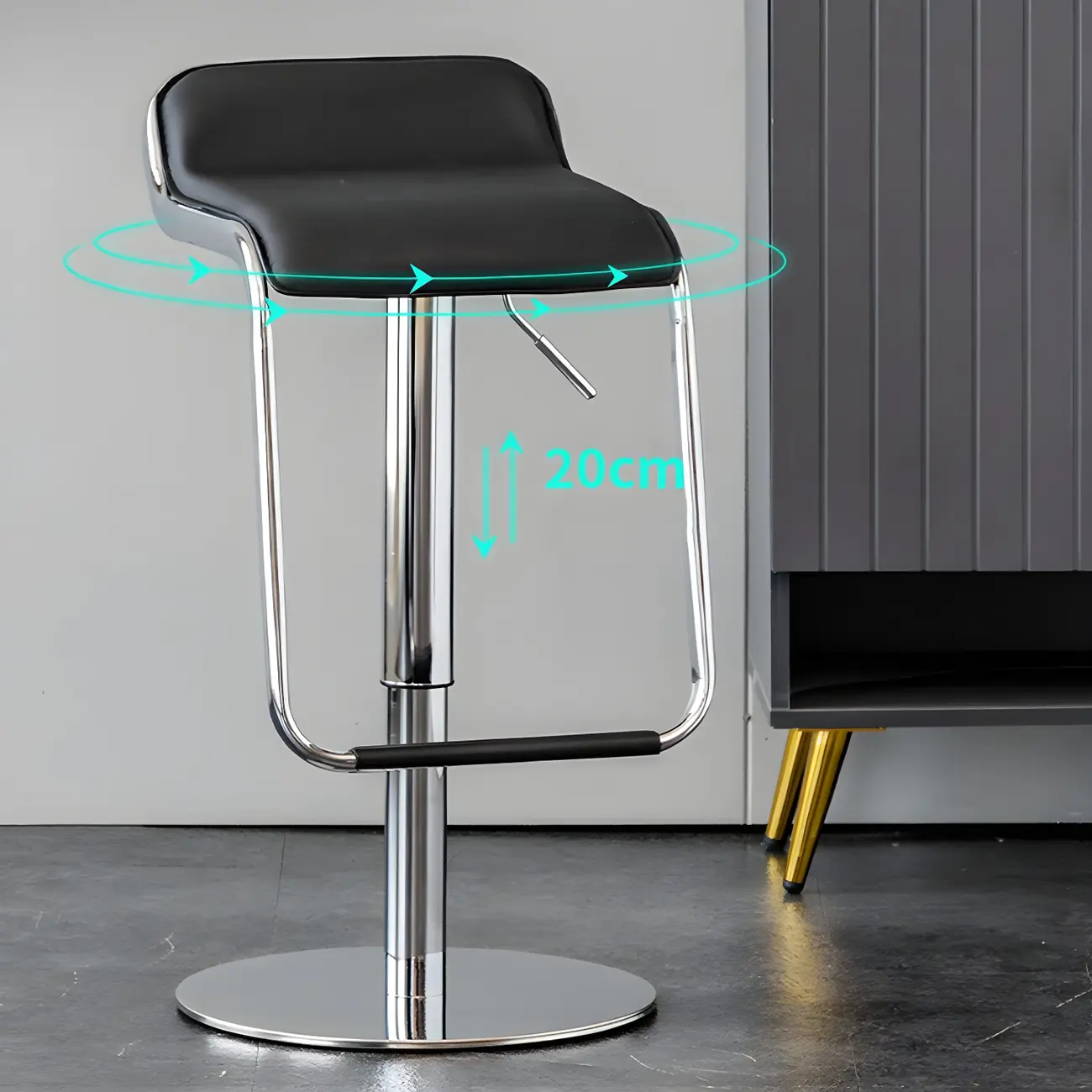 Contemporary Metal Adjustable Swivel Bar Stools for Dining Room Image - 5 | homeyfad