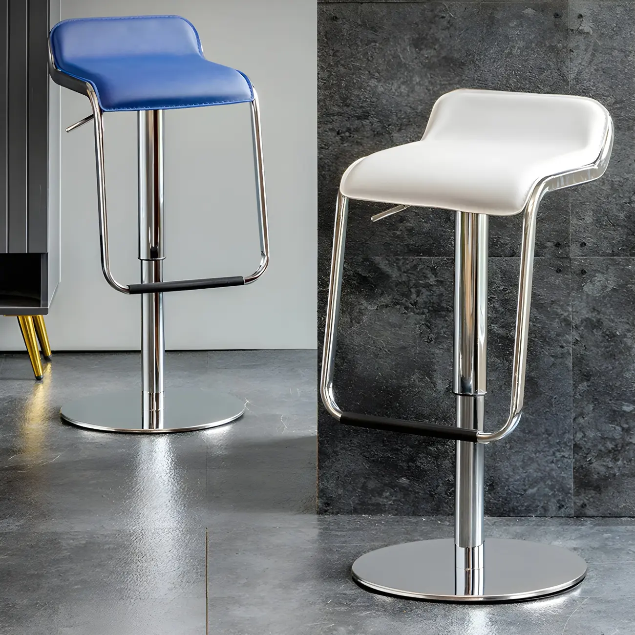 Contemporary Metal Adjustable Swivel Bar Stools for Dining Room Image - 4 | homeyfad