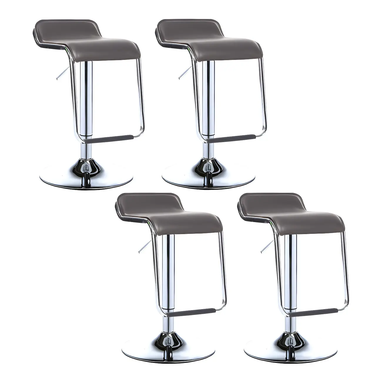 Modern Pedestal Swivel Bar Stool Adjustable Height Low Back Faux Leather | homeyfad