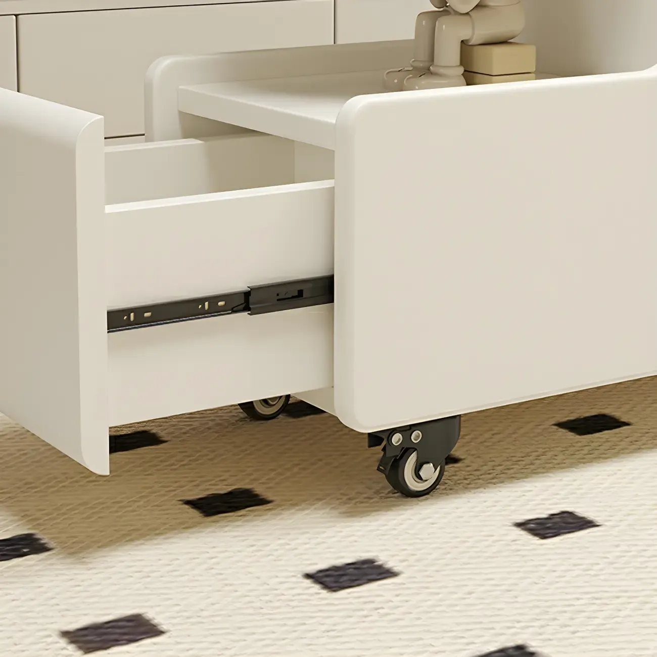 Free Form Rectangular Wood Mobile End Table White Image - 10