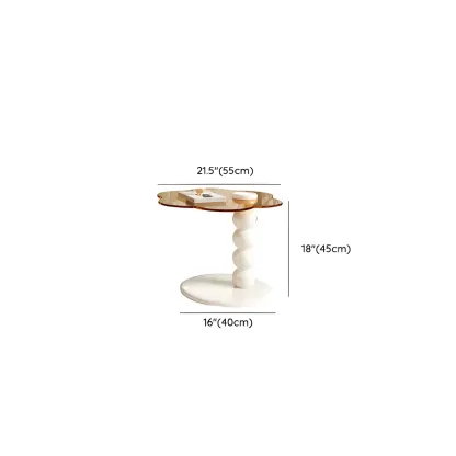 Modern White Round Wood Coffee Table with Drawer #size