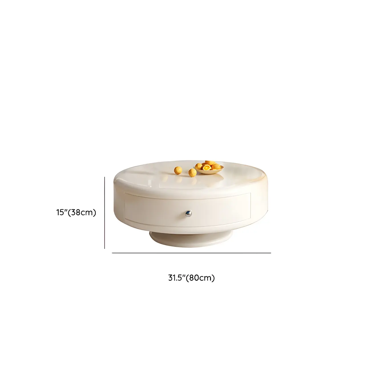 Modern White Round Wood Coffee Table with Drawer Image - 12 | homeyfad