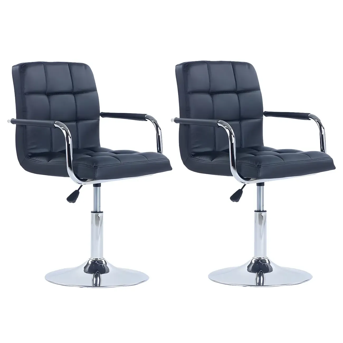 Faux Leather Adjustable Swivel Bar Stools with Backs Image - 14