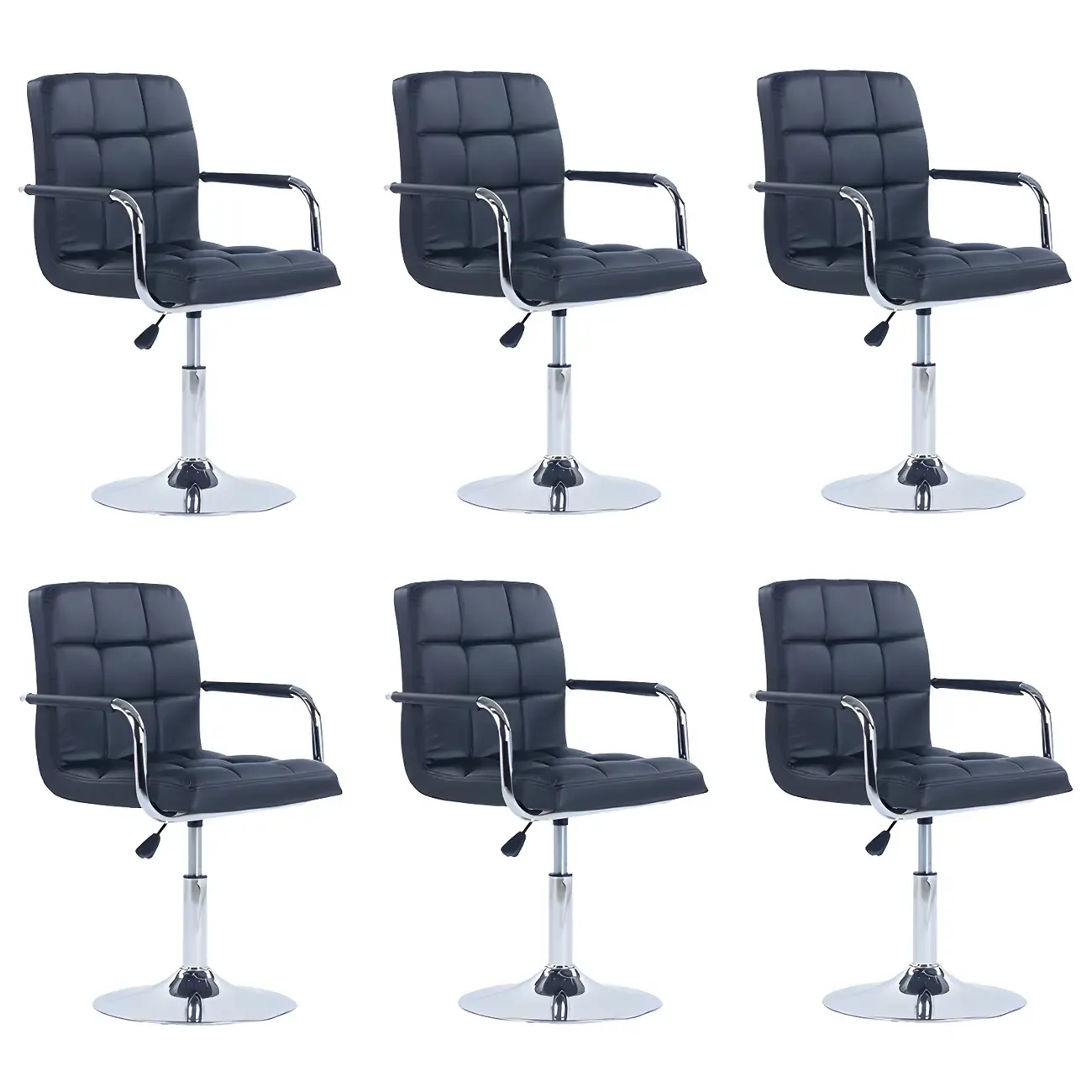 Faux Leather Adjustable Swivel Bar Stools with Backs Image - 16