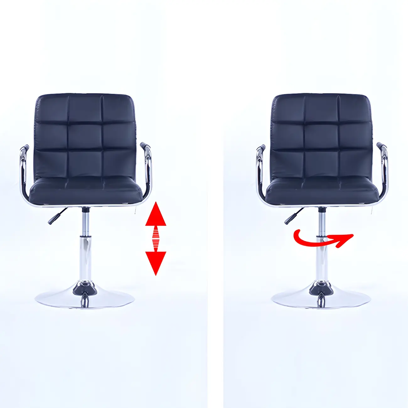 Faux Leather Adjustable Swivel Bar Stools with Backs Image - 9 | homeyfad