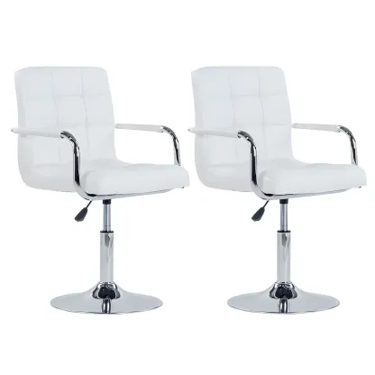 Faux Leather Adjustable Swivel Bar Stools with Backs Image - 19
