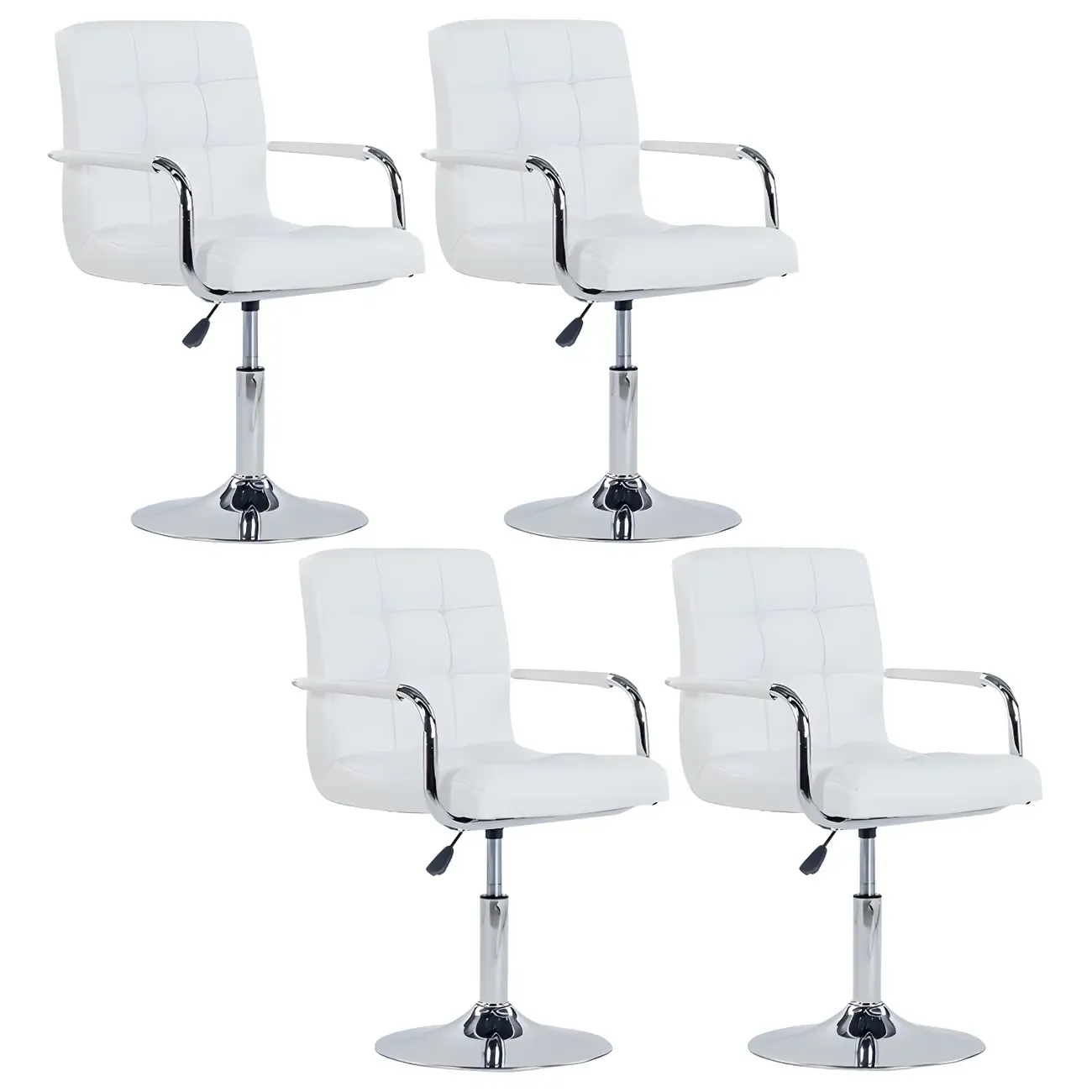 Faux Leather Adjustable Swivel Bar Stools with Backs Image - 20