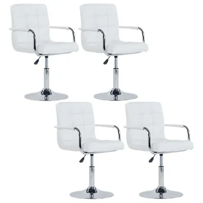 Faux Leather Adjustable Swivel Bar Stools with Backs Image - 20
