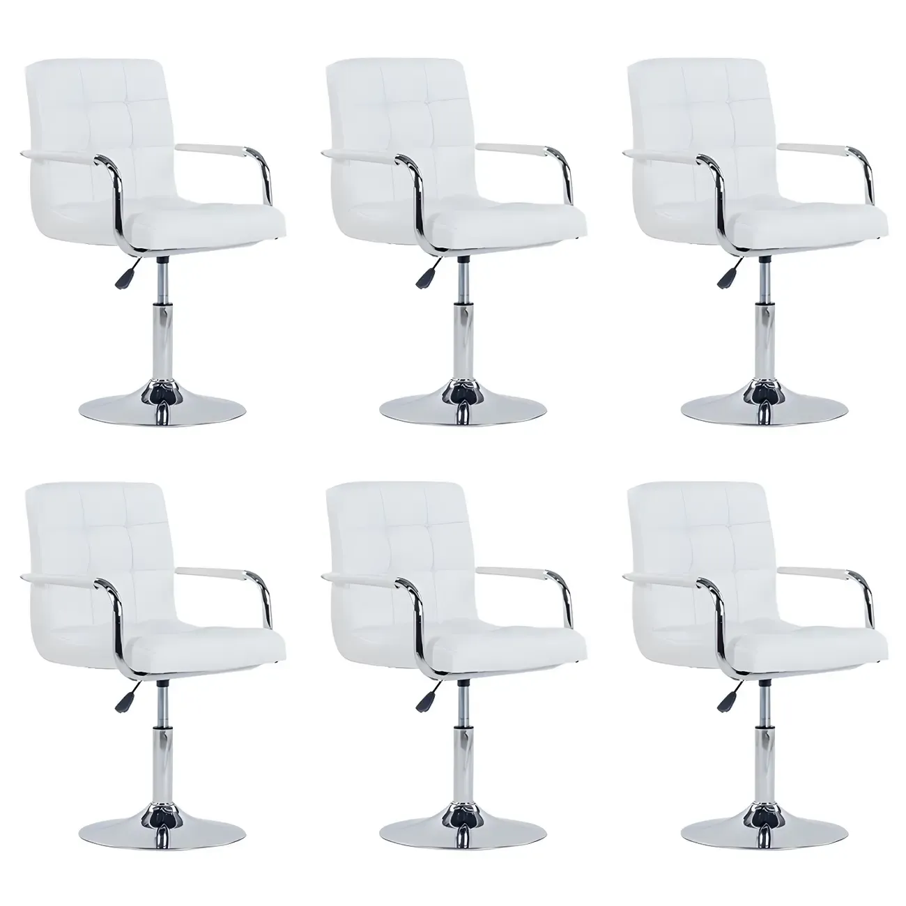 Faux Leather Adjustable Swivel Bar Stools with Backs Image - 21