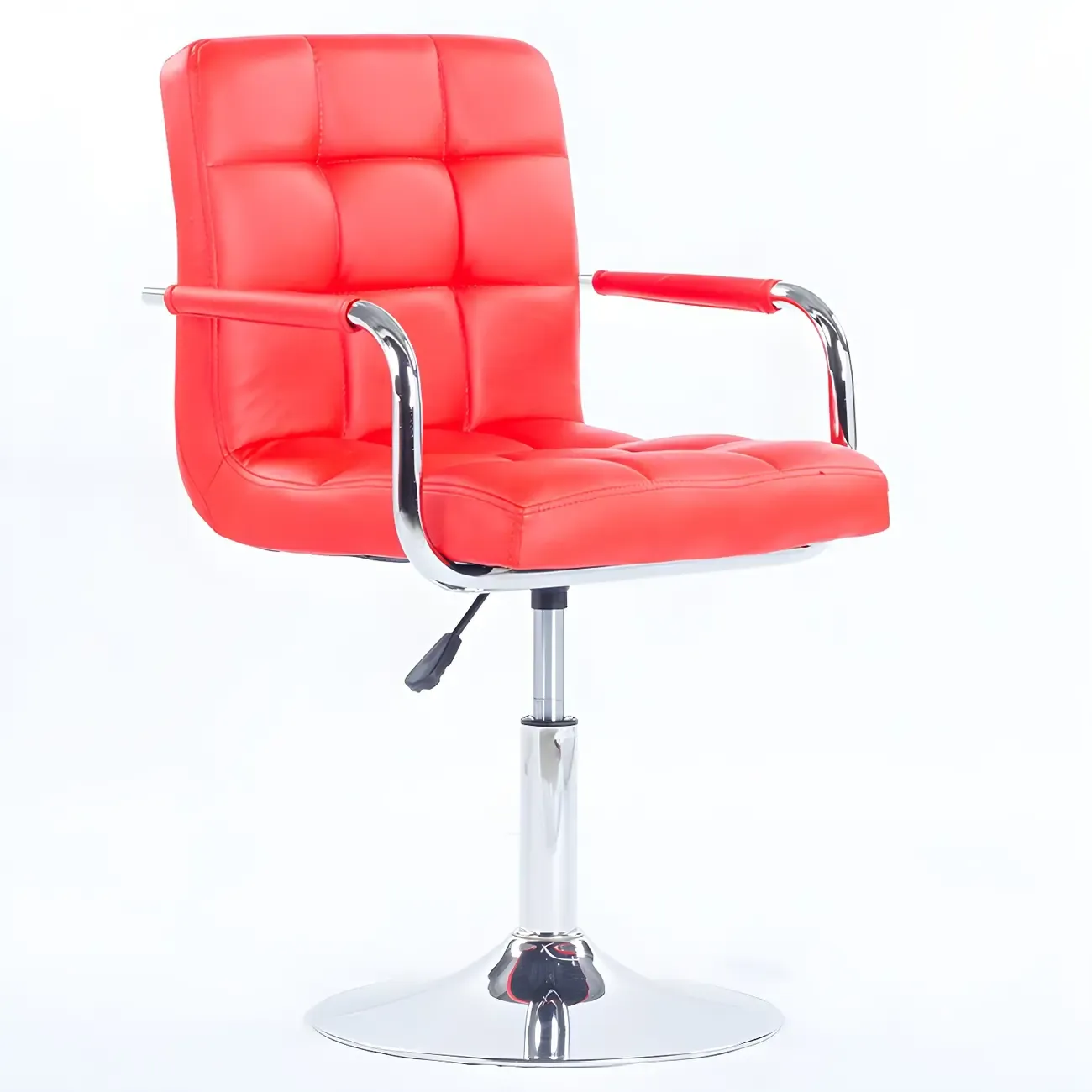 Faux Leather Adjustable Swivel Bar Stools with Backs Image - 22