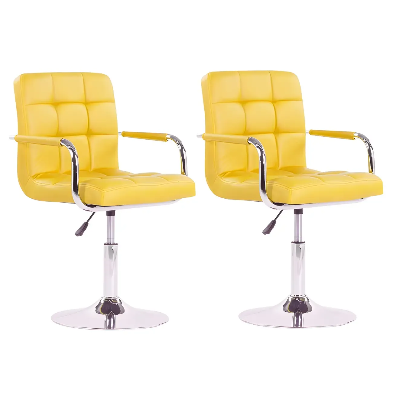 Faux Leather Adjustable Swivel Bar Stools with Backs Image - 33