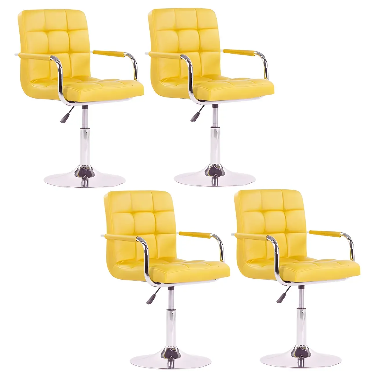 Faux Leather Adjustable Swivel Bar Stools with Backs Image - 34