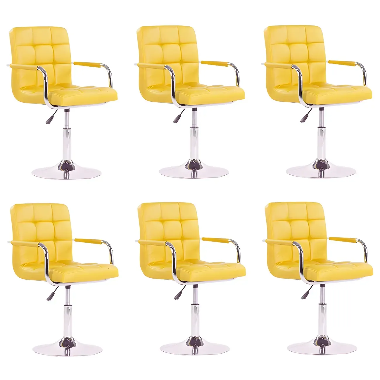 Faux Leather Adjustable Swivel Bar Stools with Backs Image - 35