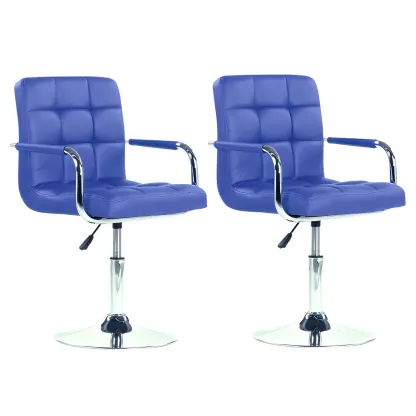 Faux Leather Adjustable Swivel Bar Stools with Backs Image - 37