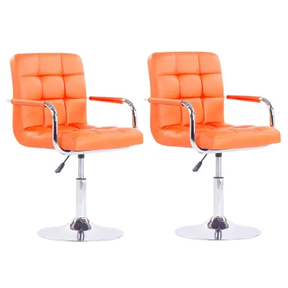 Faux Leather Adjustable Swivel Bar Stools with Backs Image - 49