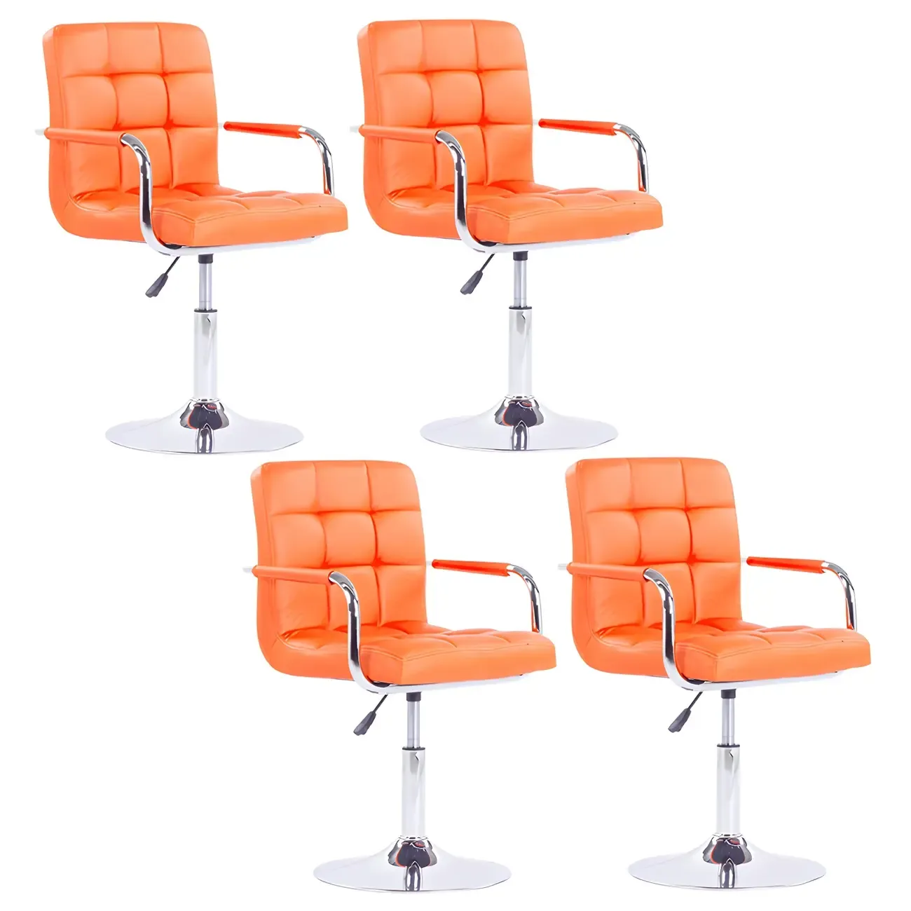 Faux Leather Adjustable Swivel Bar Stools with Backs Image - 50