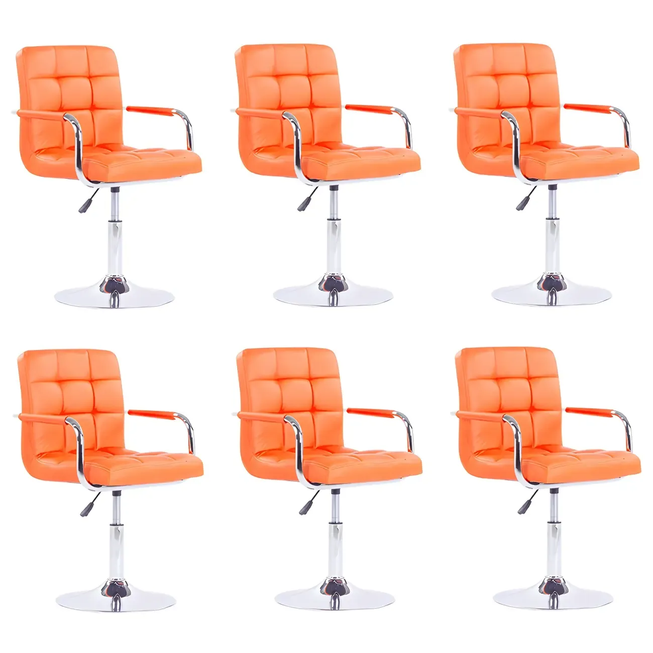 Faux Leather Adjustable Swivel Bar Stools with Backs Image - 51