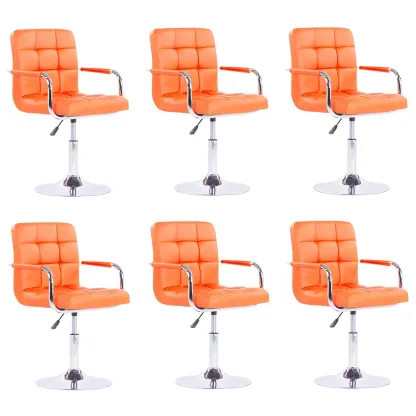 Faux Leather Adjustable Swivel Bar Stools with Backs Image - 51