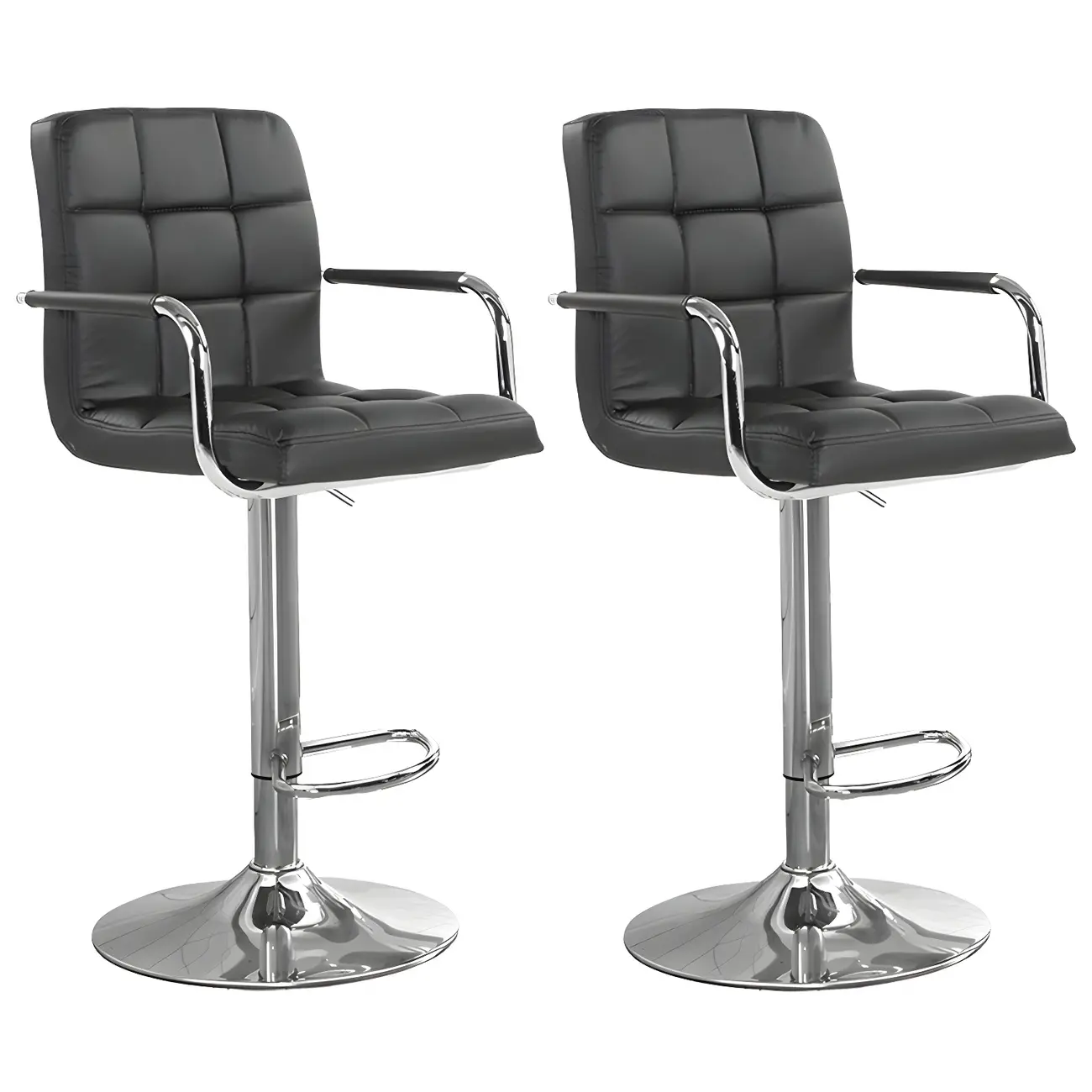 Faux Leather Adjustable Swivel Bar Stools with Backs Image - 57 | homeyfad