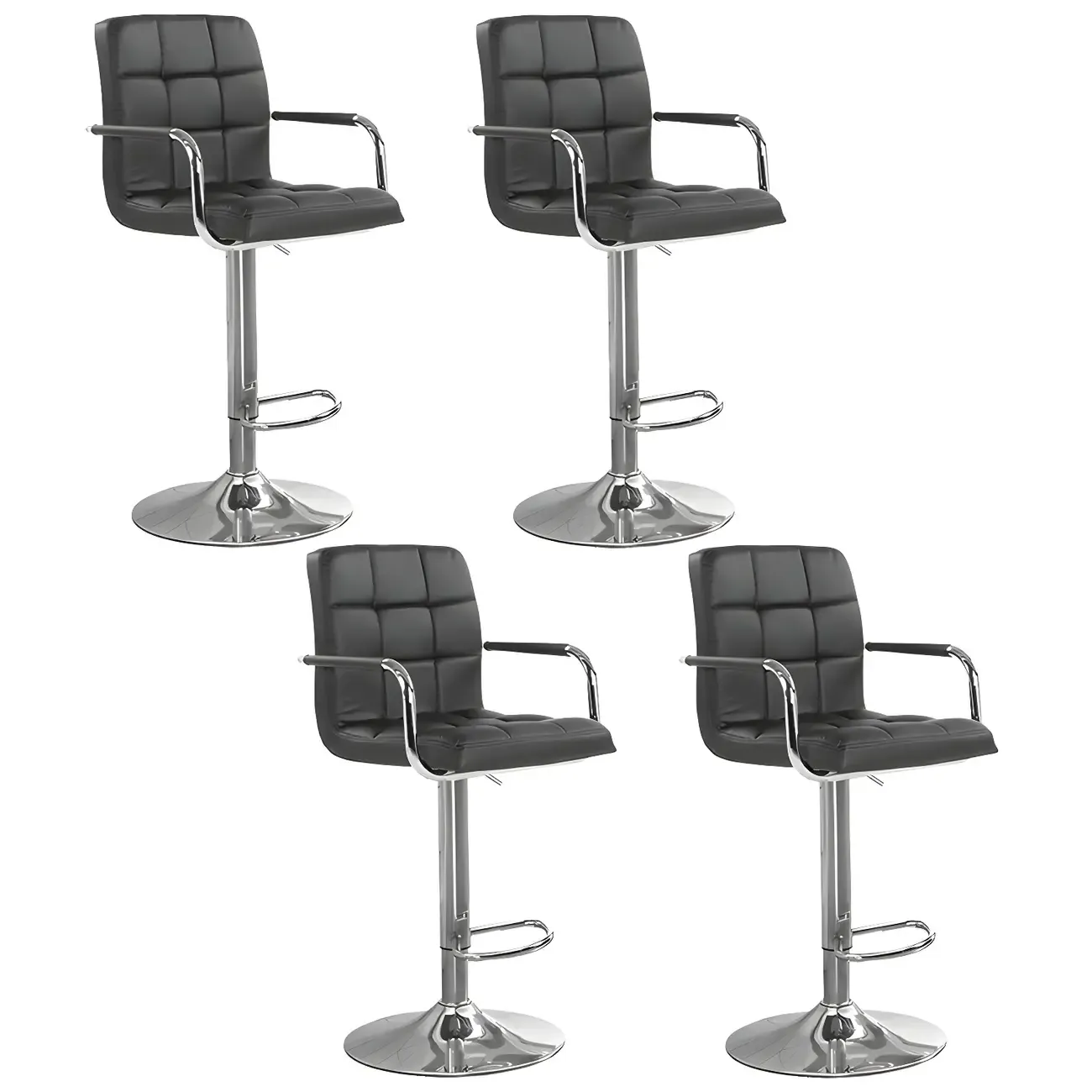 Faux Leather Adjustable Swivel Bar Stools with Backs Image - 58