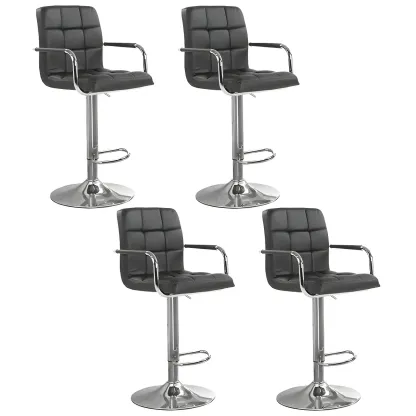 Faux Leather Adjustable Swivel Bar Stools with Backs Image - 58