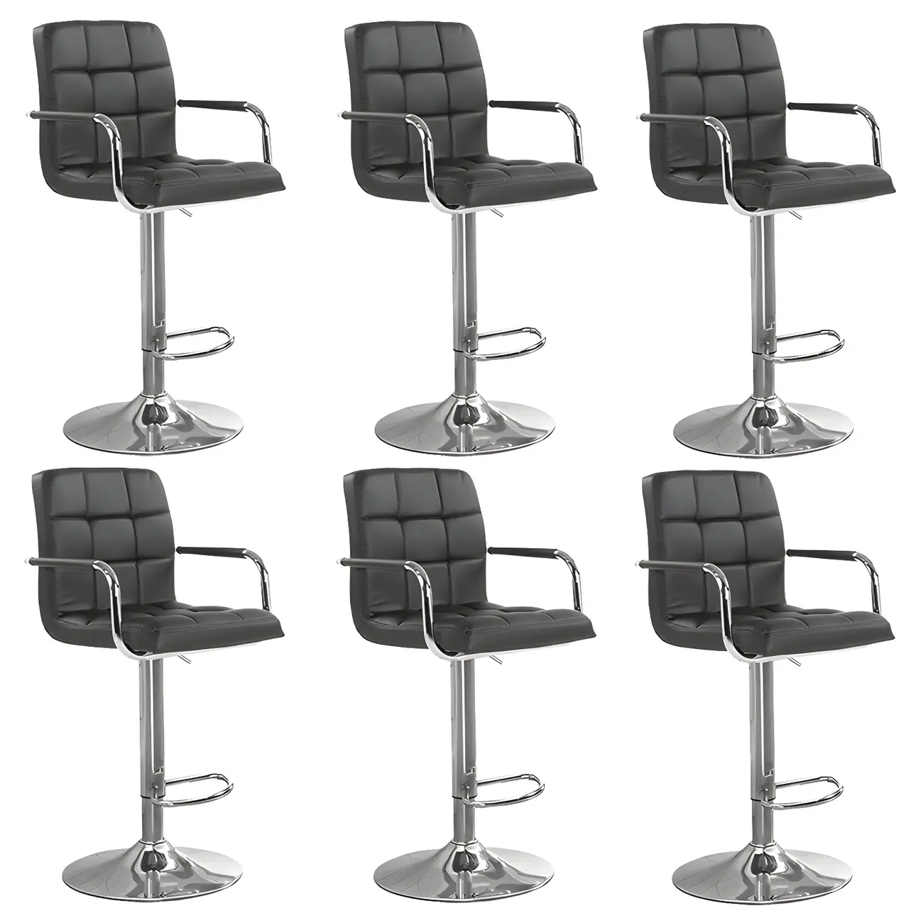 Faux Leather Adjustable Swivel Bar Stools with Backs Image - 59 | homeyfad