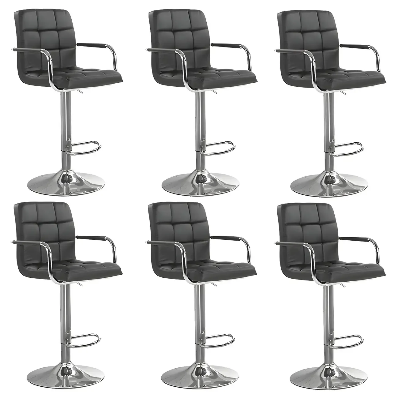 Faux Leather Adjustable Swivel Bar Stools with Backs Image - 59