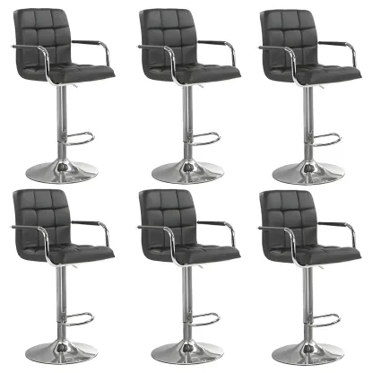 Faux Leather Adjustable Swivel Bar Stools with Backs Image - 59