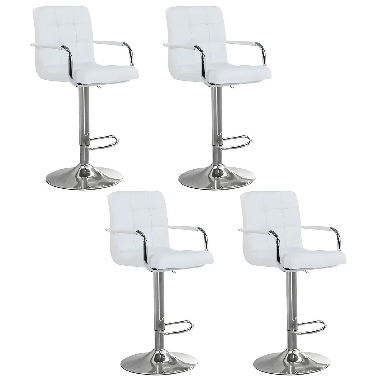 Faux Leather Adjustable Swivel Bar Stools with Backs Image - 62