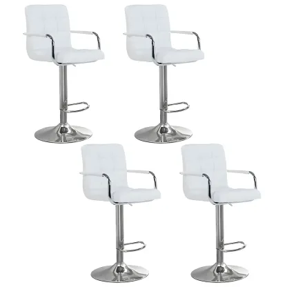 Faux Leather Adjustable Swivel Bar Stools with Backs Image - 62