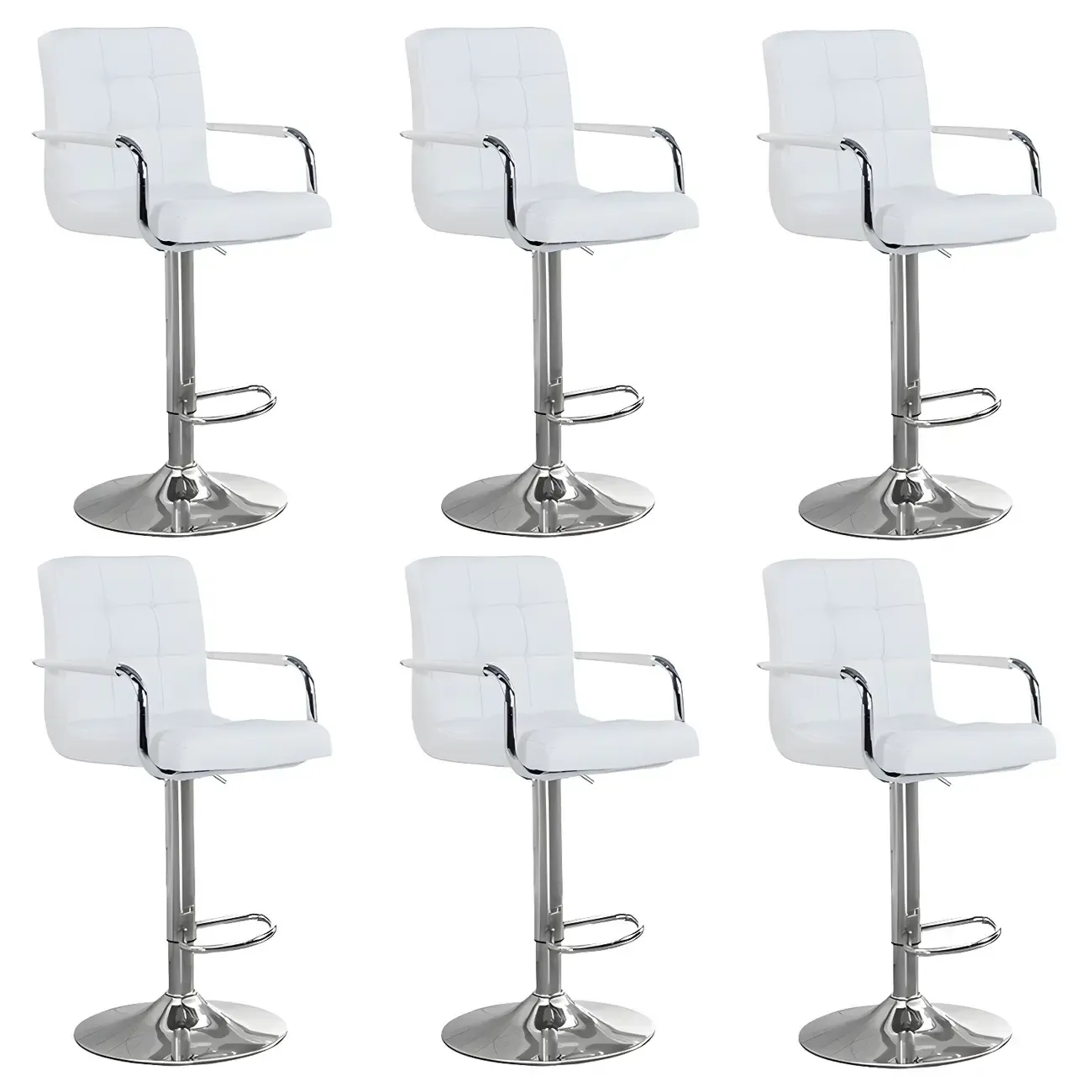 Faux Leather Adjustable Swivel Bar Stools with Backs Image - 63
