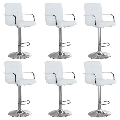 Faux Leather Adjustable Swivel Bar Stools with Backs Image - 63
