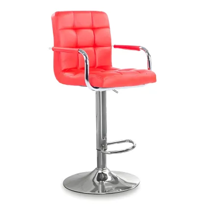 Faux Leather Adjustable Swivel Bar Stools with Backs Image - 64