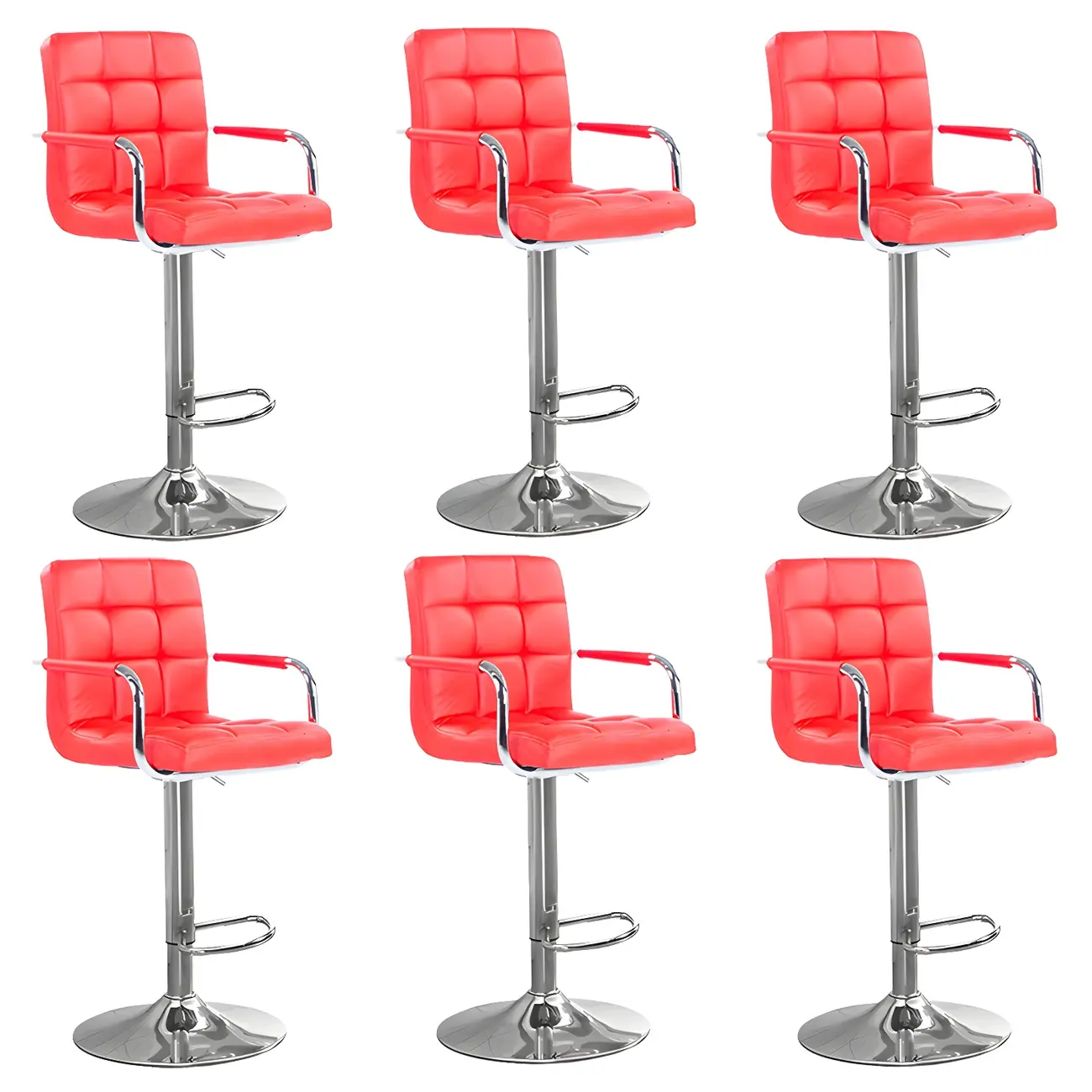 Faux Leather Adjustable Swivel Bar Stools with Backs Image - 67 | homeyfad