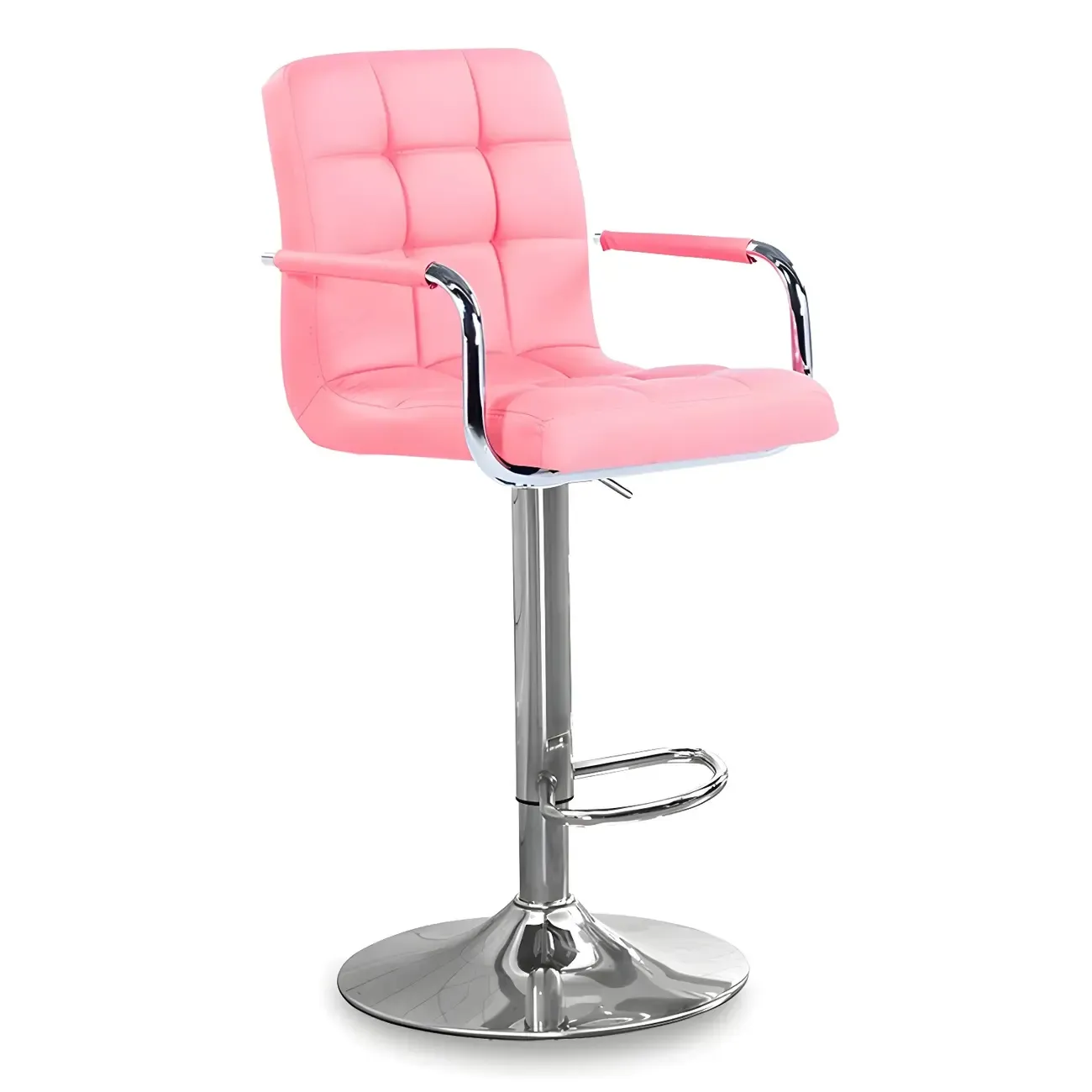 Faux Leather Adjustable Swivel Bar Stools with Backs Image - 68