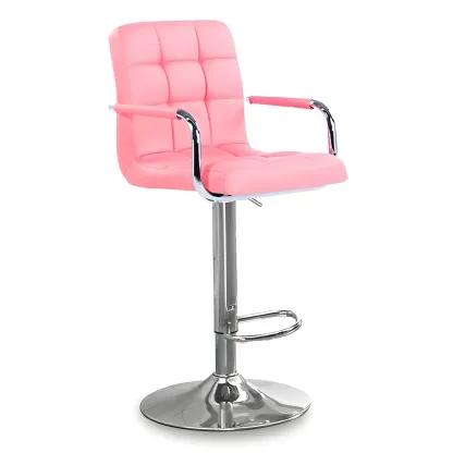 Faux Leather Adjustable Swivel Bar Stools with Backs Image - 68