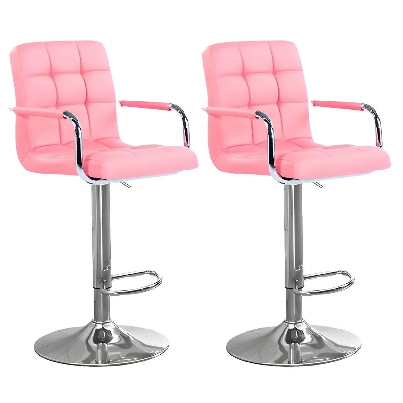 Faux Leather Adjustable Swivel Bar Stools with Backs Image - 69