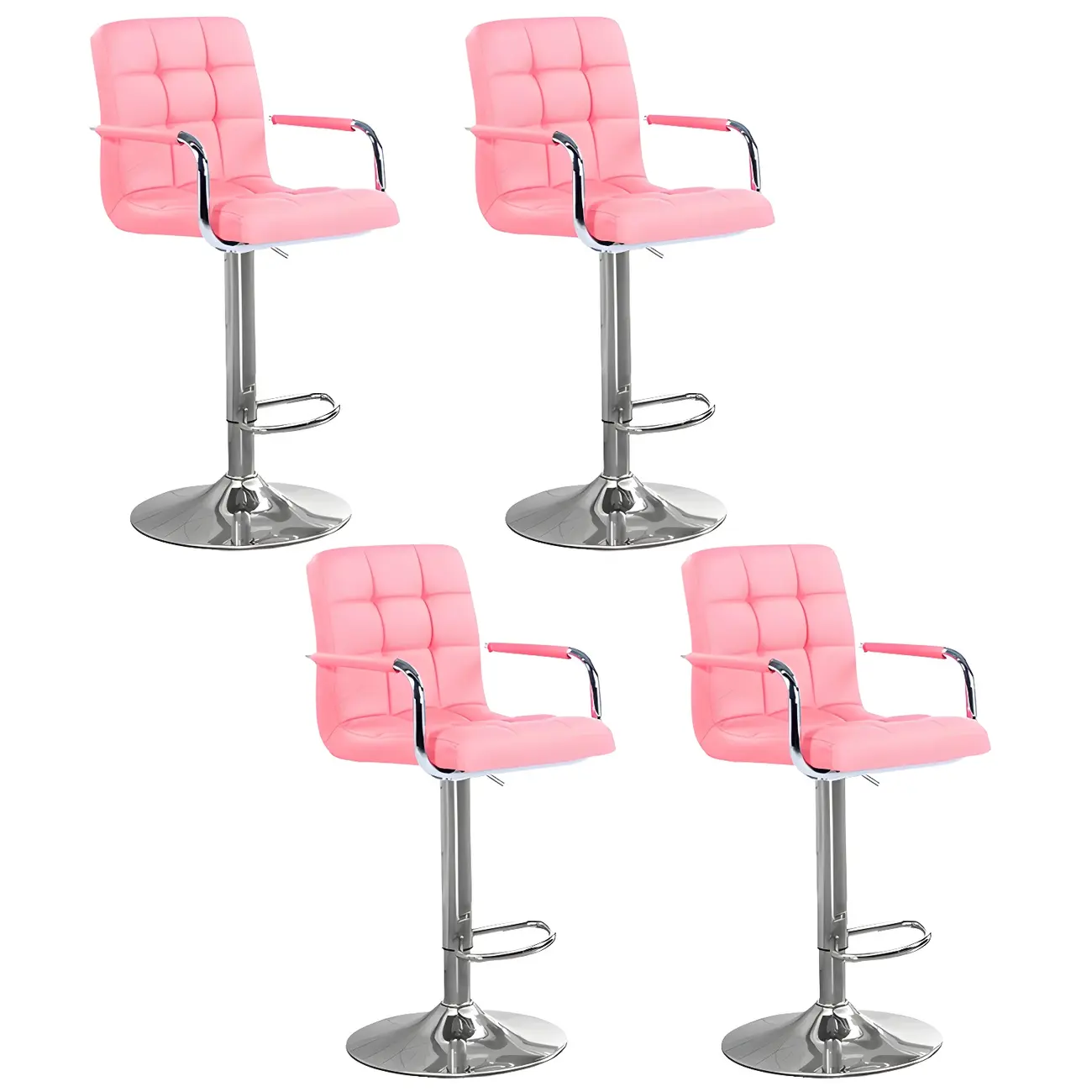 Faux Leather Adjustable Swivel Bar Stools with Backs Image - 70 | homeyfad