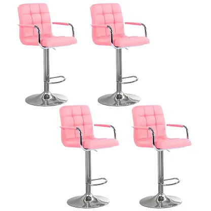 Faux Leather Adjustable Swivel Bar Stools with Backs Image - 70