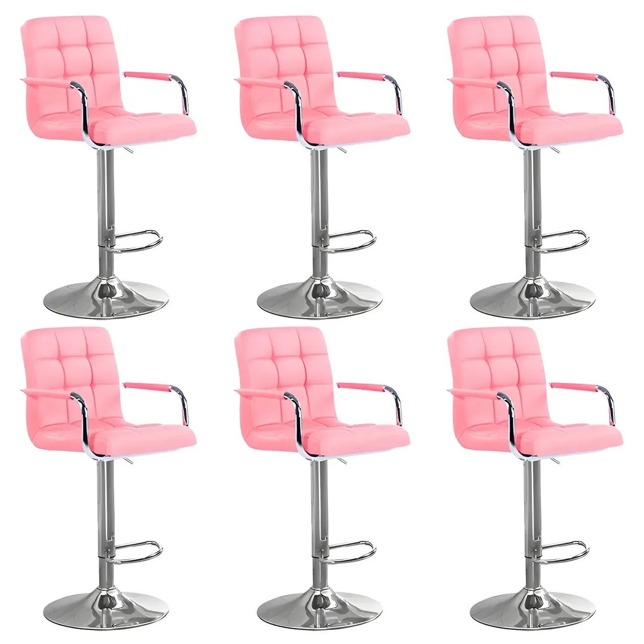 Faux Leather Adjustable Swivel Bar Stools with Backs Image - 71