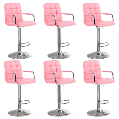 Faux Leather Adjustable Swivel Bar Stools with Backs Image - 71