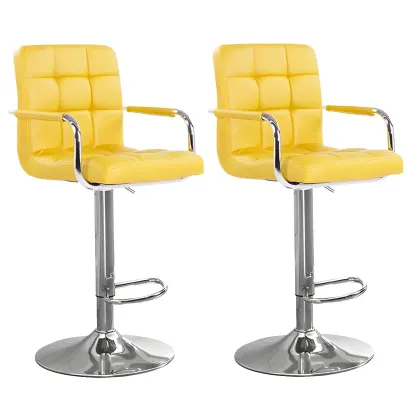 Faux Leather Adjustable Swivel Bar Stools with Backs Image - 73