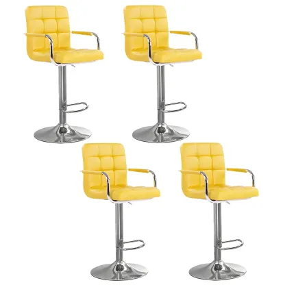 Faux Leather Adjustable Swivel Bar Stools with Backs Image - 74