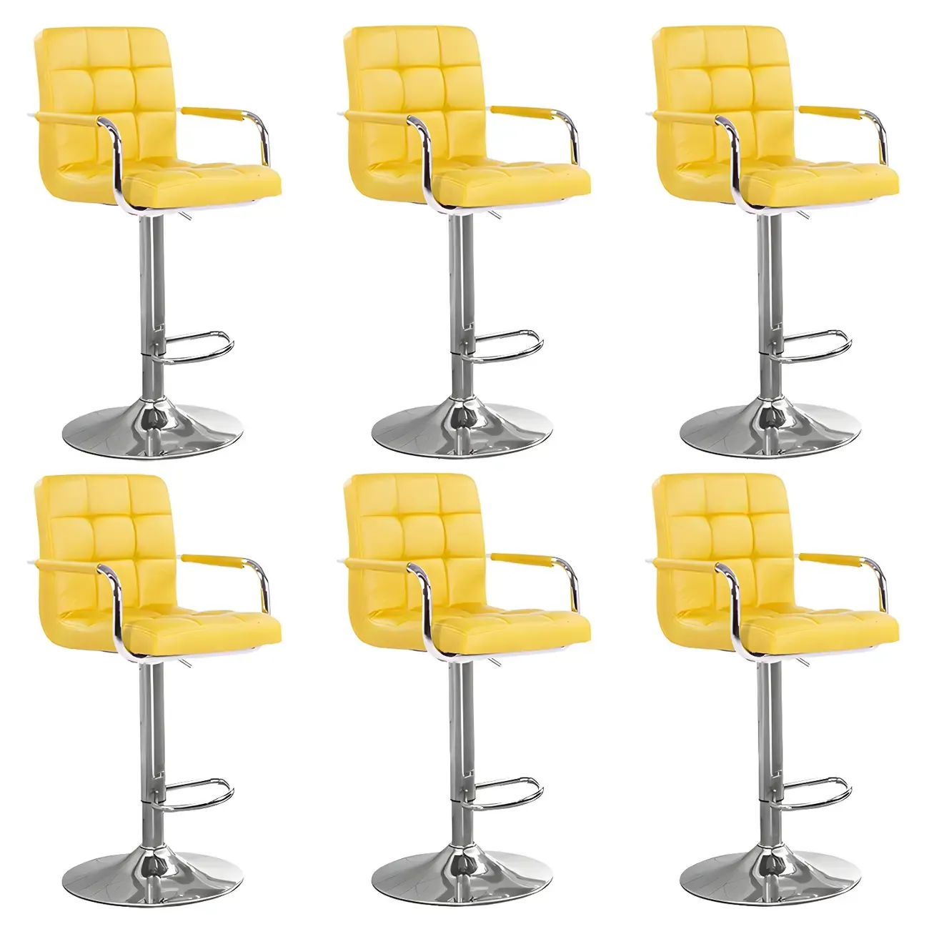 Faux Leather Adjustable Swivel Bar Stools with Backs Image - 75