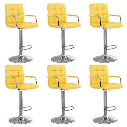 Faux Leather Adjustable Swivel Bar Stools with Backs Image - 75