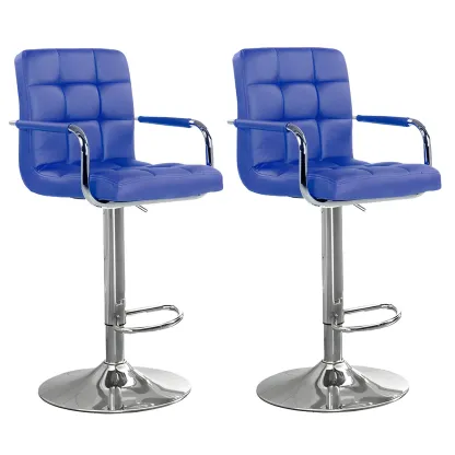 Faux Leather Adjustable Swivel Bar Stools with Backs Image - 77