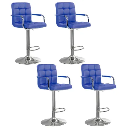 Faux Leather Adjustable Swivel Bar Stools with Backs Image - 78
