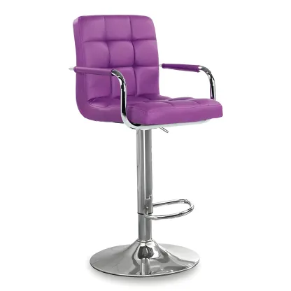 Faux Leather Adjustable Swivel Bar Stools with Backs Image - 80